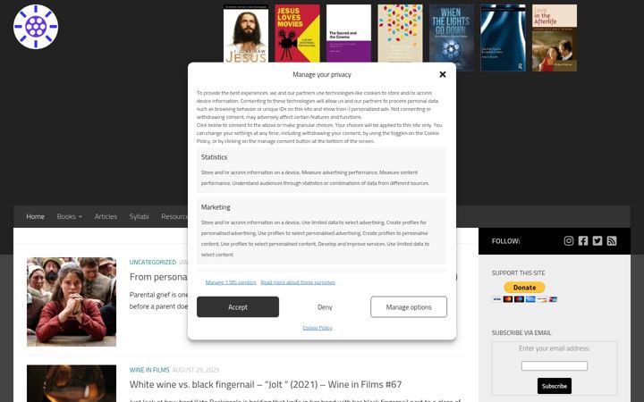 Screenshot of filmandreligion.com