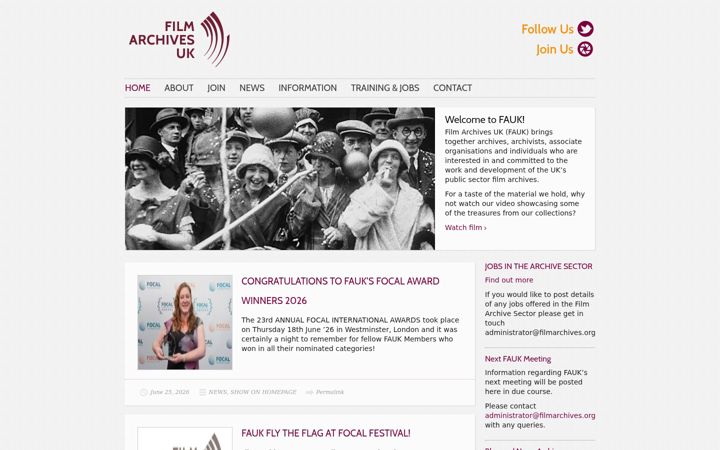 Screenshot of filmarchives.org.uk