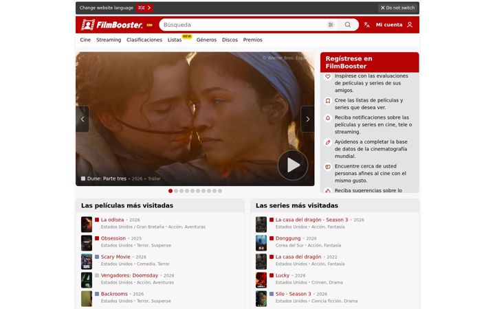 Captura de pantalla de filmbooster.es