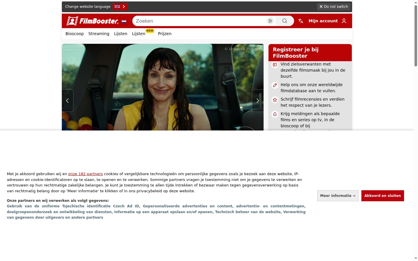 Captura de ecrã do banner de consentimento apresentado antes de qualquer interação