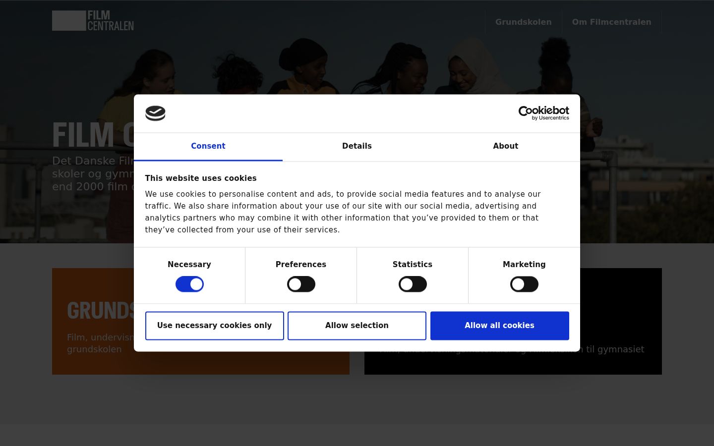 Screenshot des Einwilligungsbanners vor jeglicher Interaktion