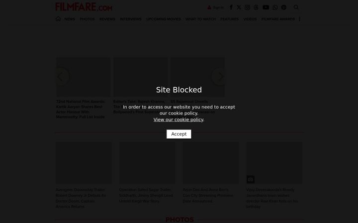 Screenshot of filmfare.com