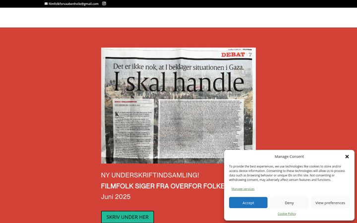 Screenshot of filmfolkforvaabenhvile.dk