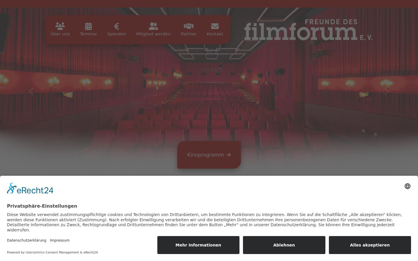 Screenshot of the consent banner shown before any interaction
