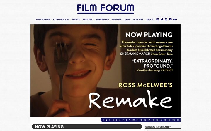 Screenshot stránky filmforum.org