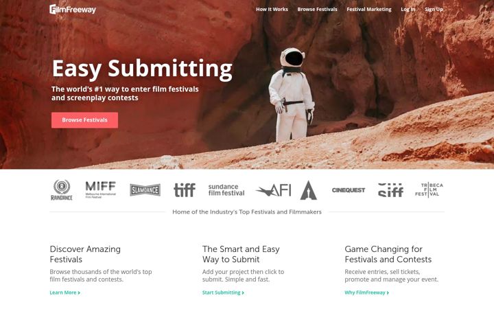 Screenshot ta' filmfreeway.com
