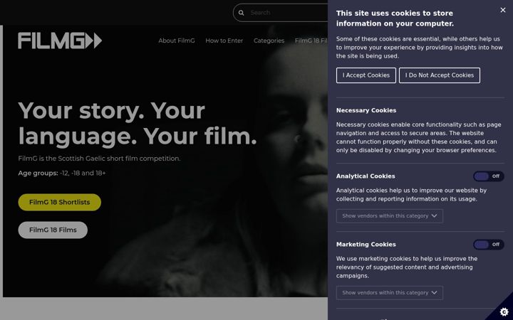 Snímek obrazovky filmg.co.uk