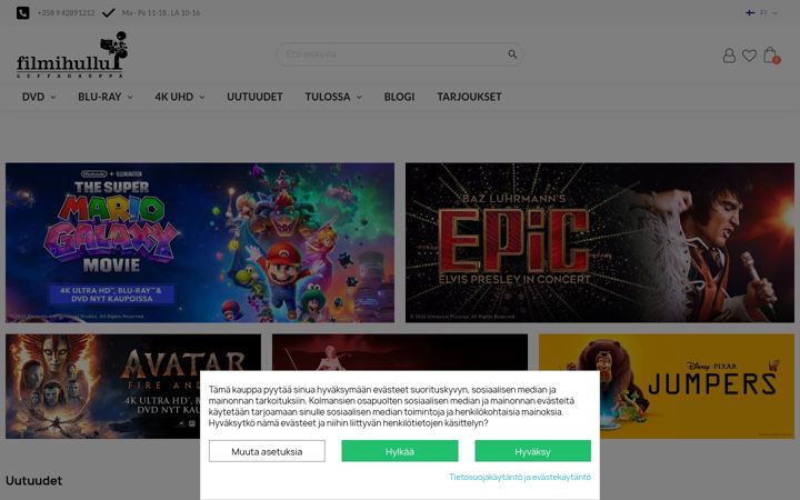 Screenshot of filmihulluleffakauppa.com