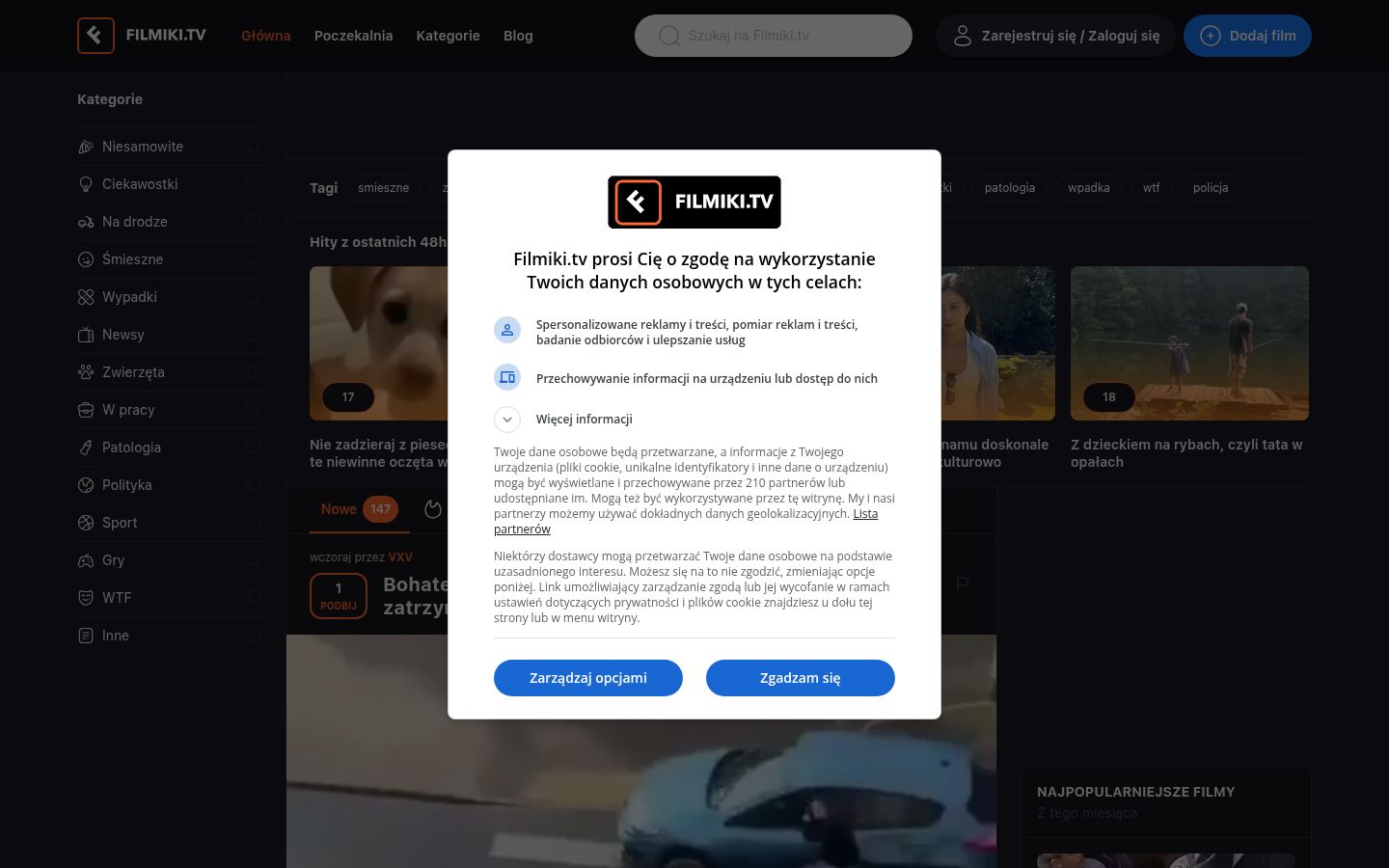 Screenshot of the consent banner shown before any interaction