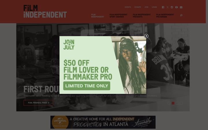 Screenshot of filmindependent.org