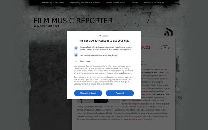 Screenshot of filmmusicreporter.com