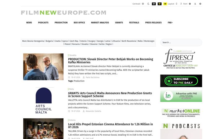 Screenshot of filmneweurope.com