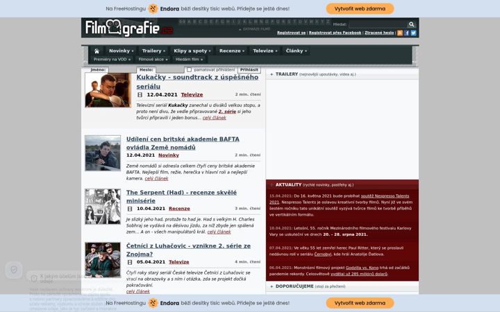 Screenshot of filmografie.cz