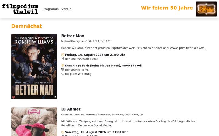 Screenshot of filmpodiumthalwil.ch