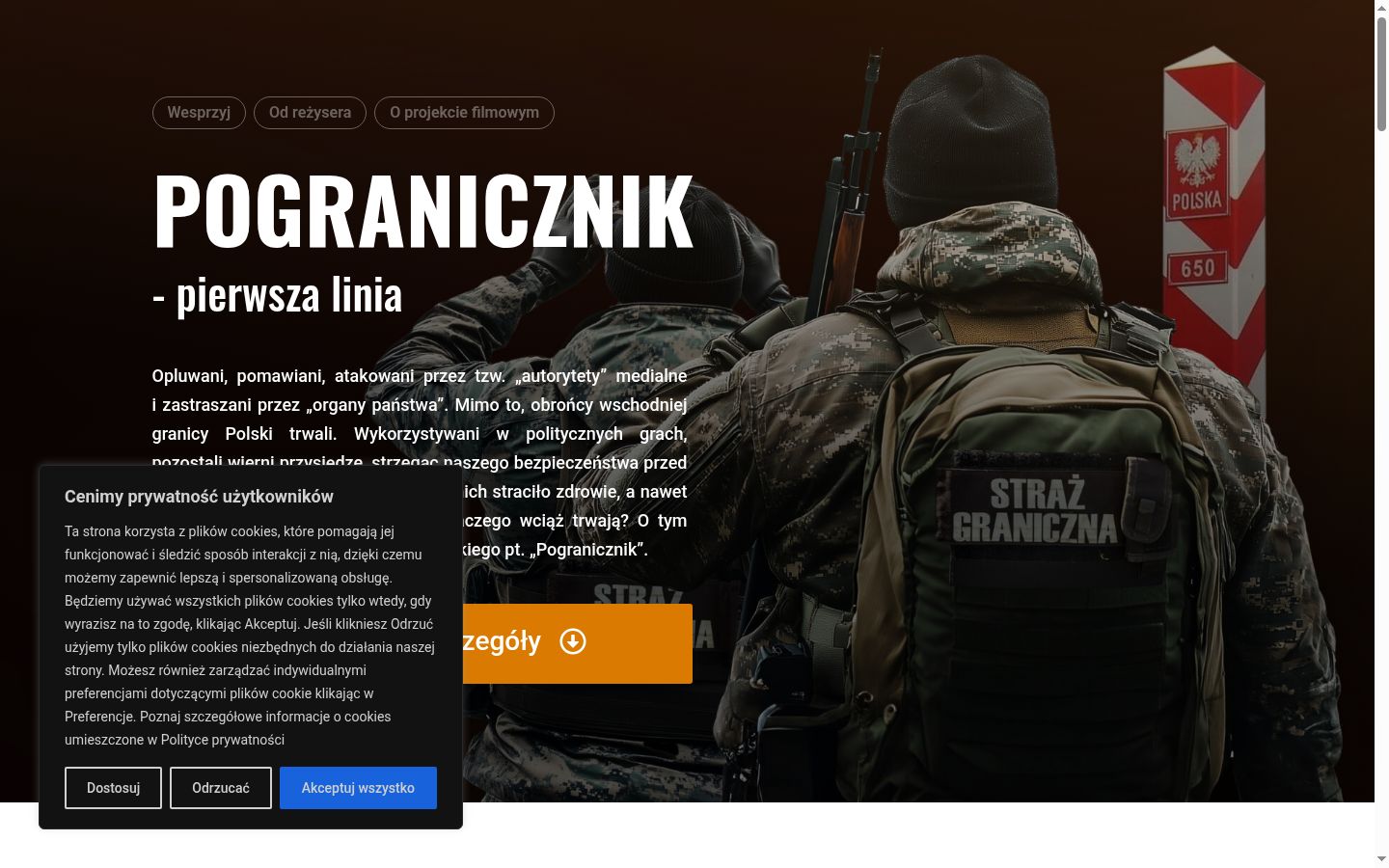 Captura de ecrã do banner de consentimento apresentado antes de qualquer interação