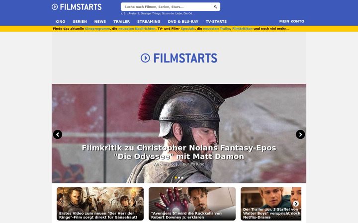 Captura de pantalla de filmstarts.de