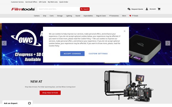 Screenshot of filmtools.com