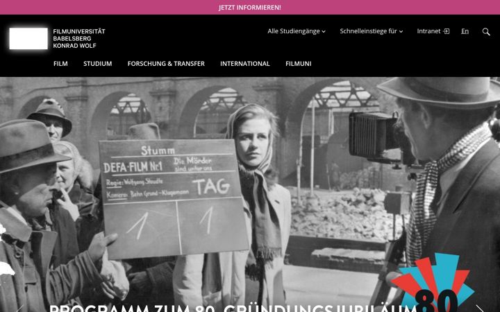 Screenshot of filmuniversitaet.de