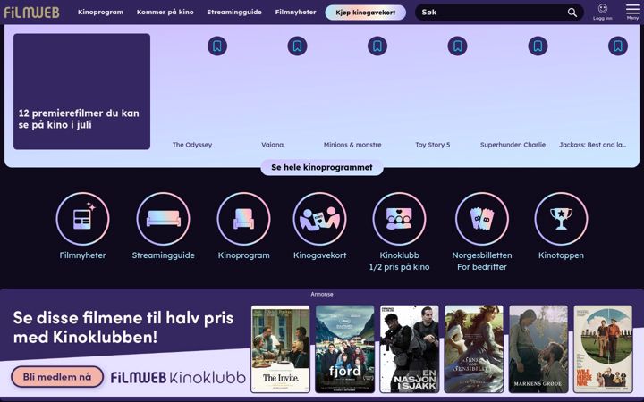 Screenshot of filmweb.no