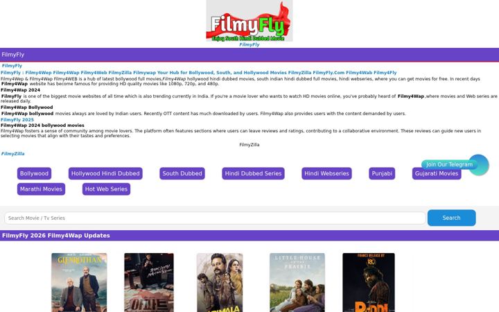 Captură de ecran a filmyflame.com