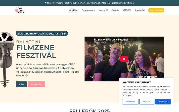 Screenshot of filmzenefesztival.hu