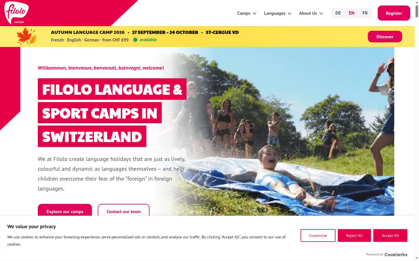Captura de ecrã do banner de consentimento apresentado antes de qualquer interação