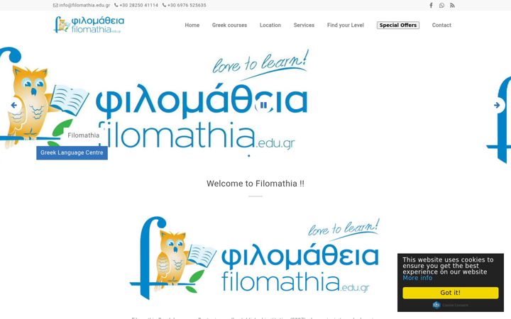 Screenshot of filomathia.edu.gr
