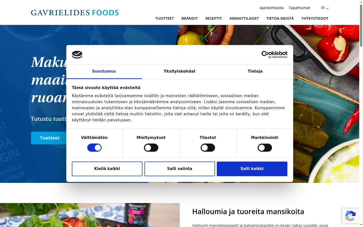 Snímka obrazovky banera súhlasu zobrazeného pred akoukoľvek interakciou