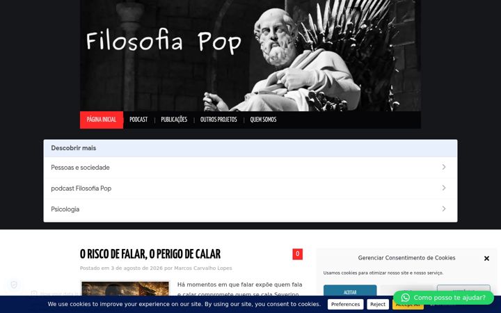 Snímek obrazovky filosofiapop.com.br