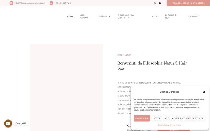 Screenshot ta' filosophianaturalhairspa.it