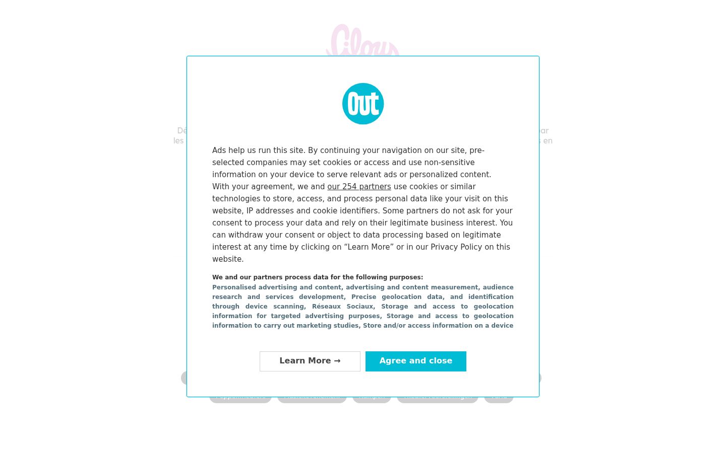 Screenshot del banner di consenso mostrato prima di qualsiasi interazione