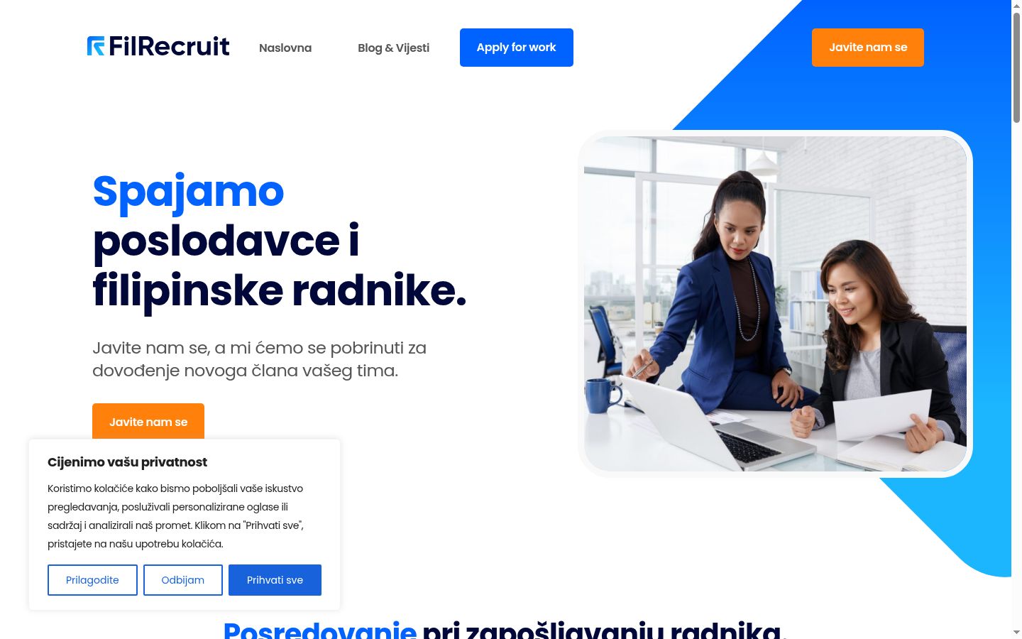 Kuvakaappaus suostumusbannerista, joka näytettiin ennen mitään vuorovaikutusta