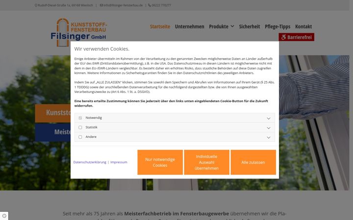 Zrzut ekranu filsinger-fensterbau.de