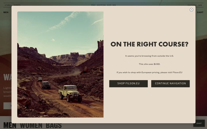 Screenshot of filson.com