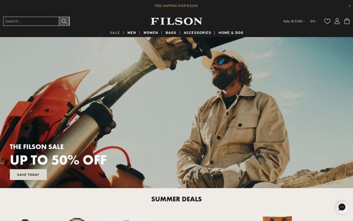 Screenshot of filson.eu