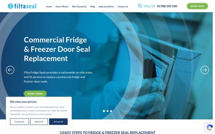 Screenshot of filtafridgeseals.co.uk