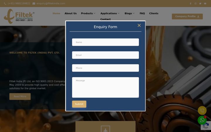 Screenshot of filtekfiltration.in