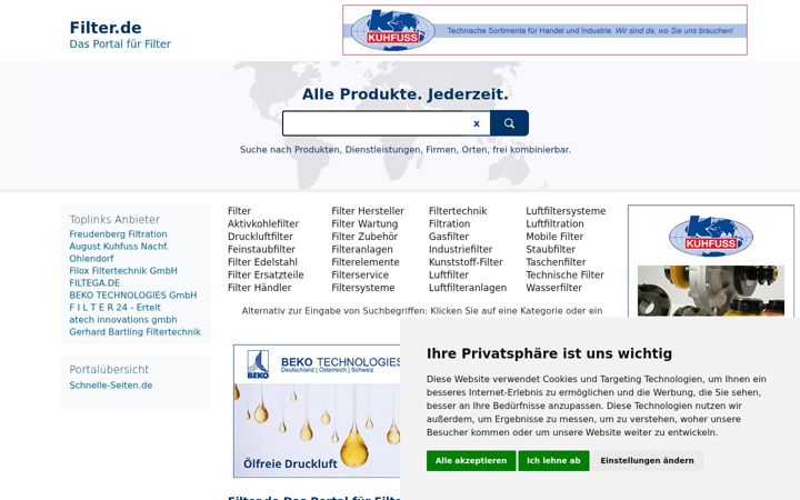 Screenshot of filter.de