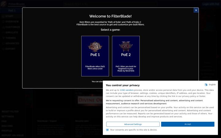 Screenshot of filterblade.xyz
