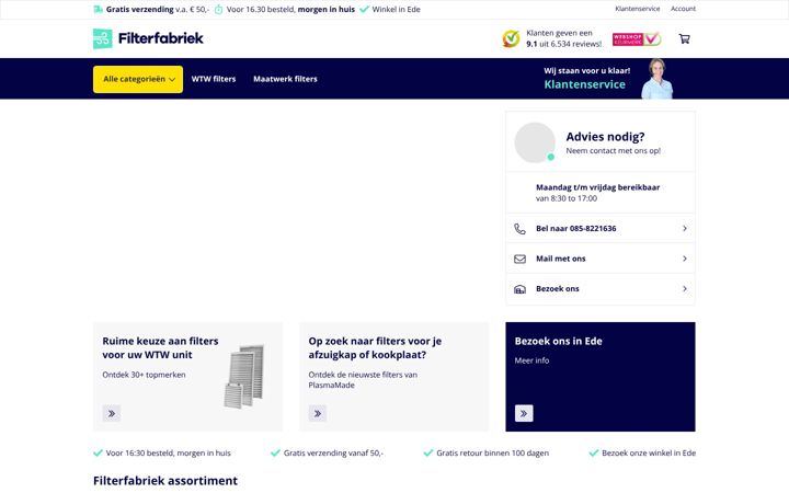 Screenshot of filterfabriek.nl