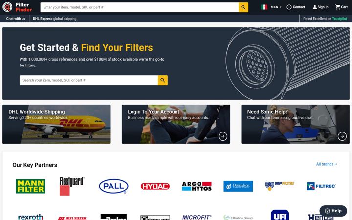 Screenshot of filterfinder.com.mx