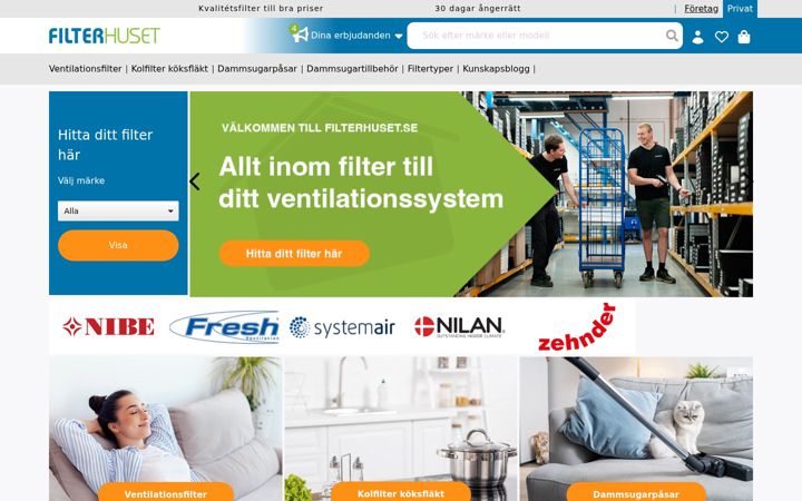 Screenshot of filterhuset.se