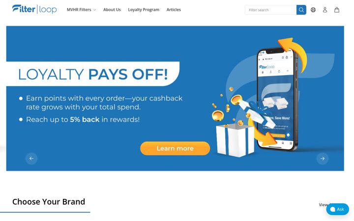 Screenshot of filterloop.eu