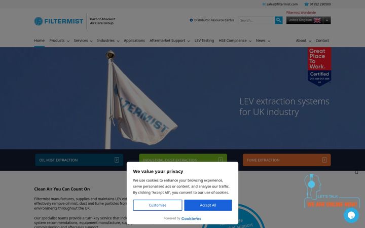 Ekrānuzņēmums no filtermist.co.uk