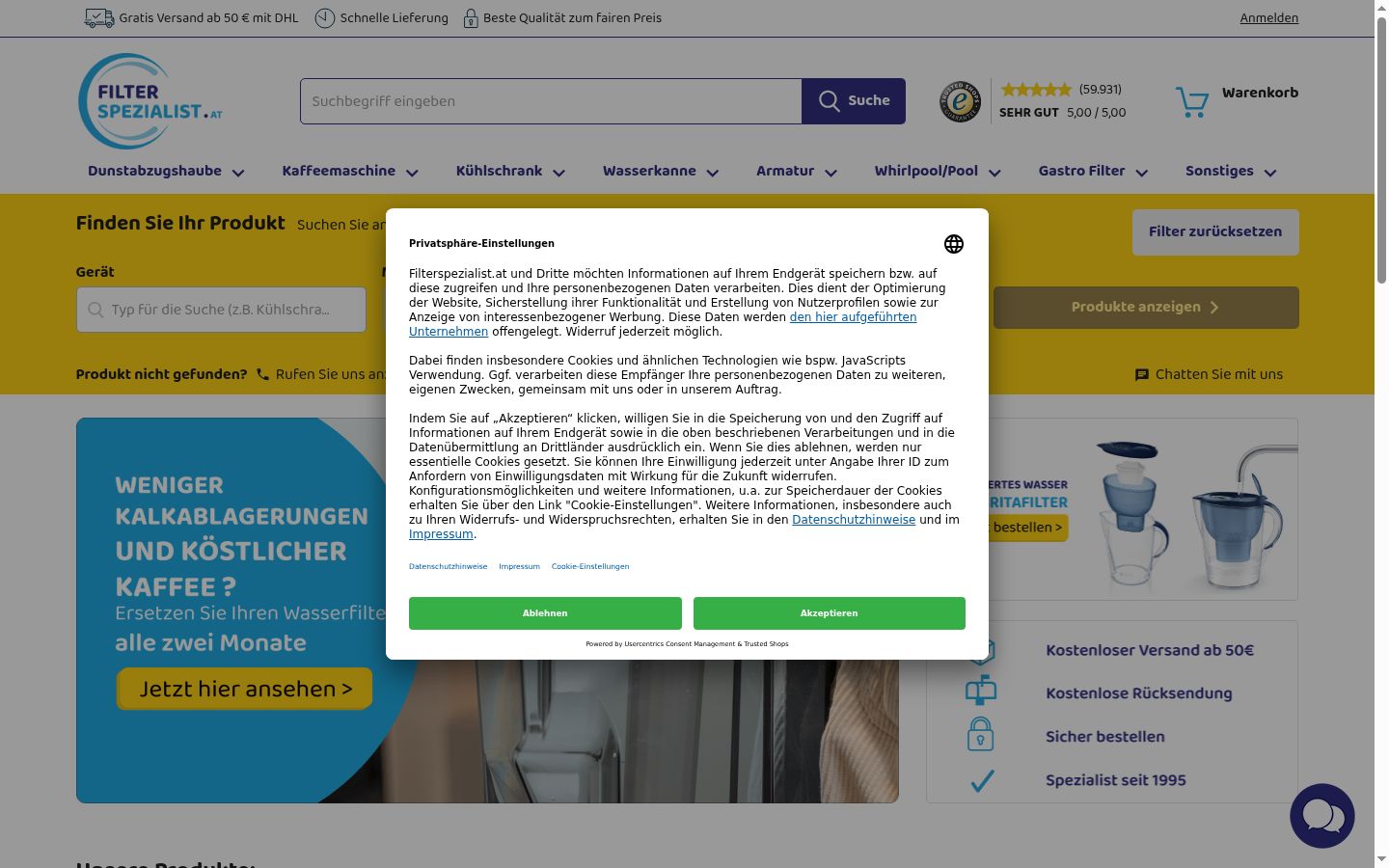 Zrzut ekranu banera zgody wyświetlanego przed jakąkolwiek interakcją