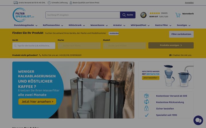 Screenshot of filterspezialist.at