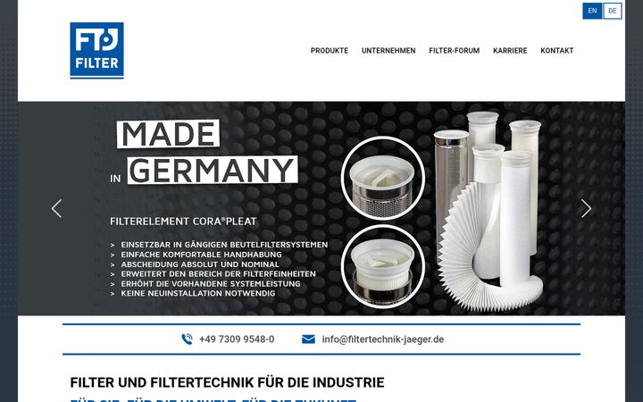 Screenshot of filtertechnik-jaeger.de