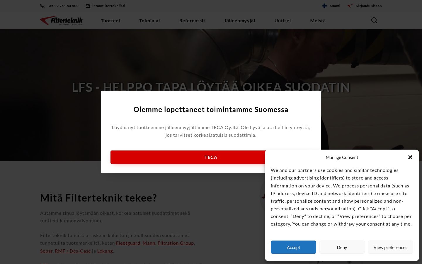 Zrzut ekranu banera zgody wyświetlanego przed jakąkolwiek interakcją