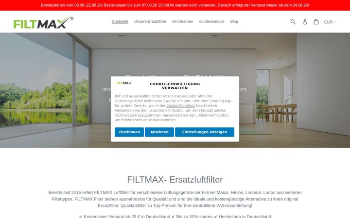 Screenshot of filtmax.de