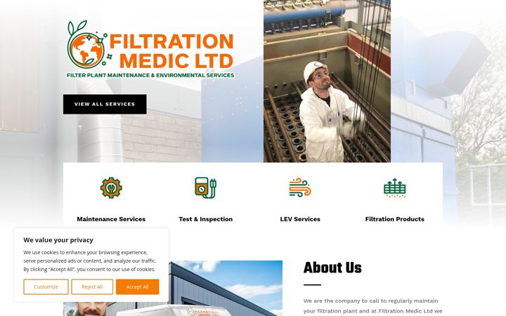 Screenshot of filtrationmedic.co.uk